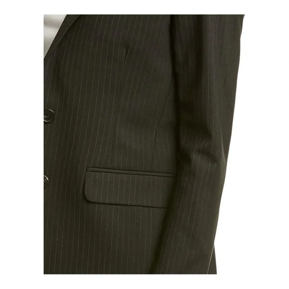 THE KOOPLES Women’s Black striped wool-blend fitted single breasted suit jacket